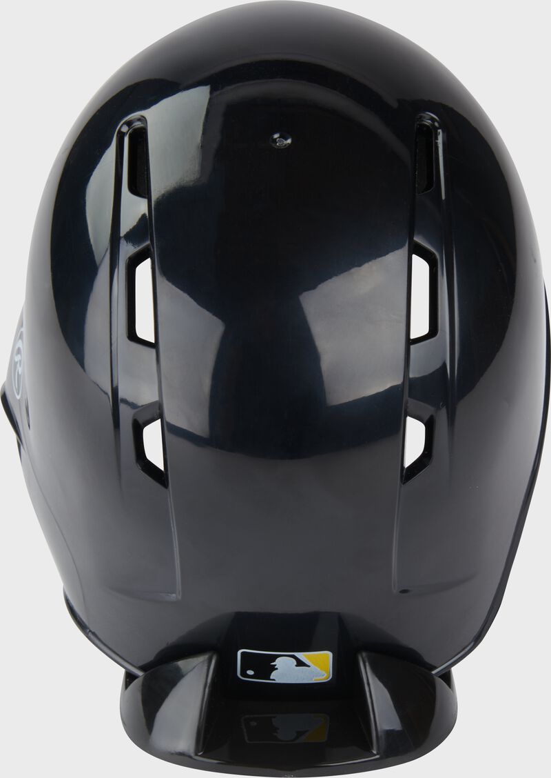 Back of a black Pirates mini replica helmet