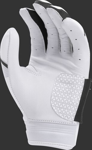 White palm of a white/black FPWPBG Rawlings Workhorse women's batting glove