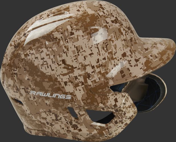 Right side of a MACHEXTR-DCMO Rawlings Mach EXT USA helmet with a unique hydro dipped design