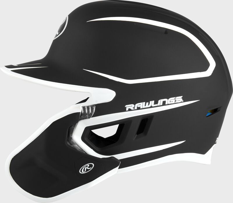 Left-side view of Rawlings Mach Carbon Batting Helmet - SKU: MAAR