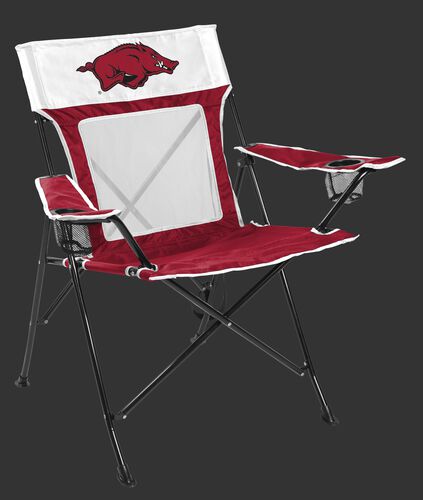 Front of Rawlings Cardinal and White NCAA Arkansas Razorbacks Game Changer Chair With Team Logo SKU #00643069111