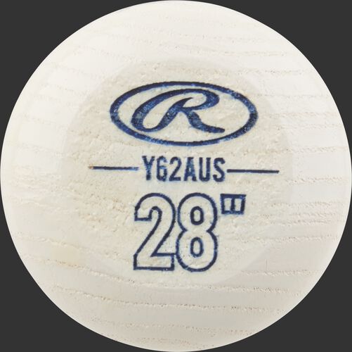 White know of a youth Player Preferred wood bat with a blue Oval-R and size 28" - SKU: Y62AUS