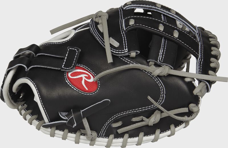 Web back view of black Heart of the Hide 33-in Fastpitch Catchers Mitt