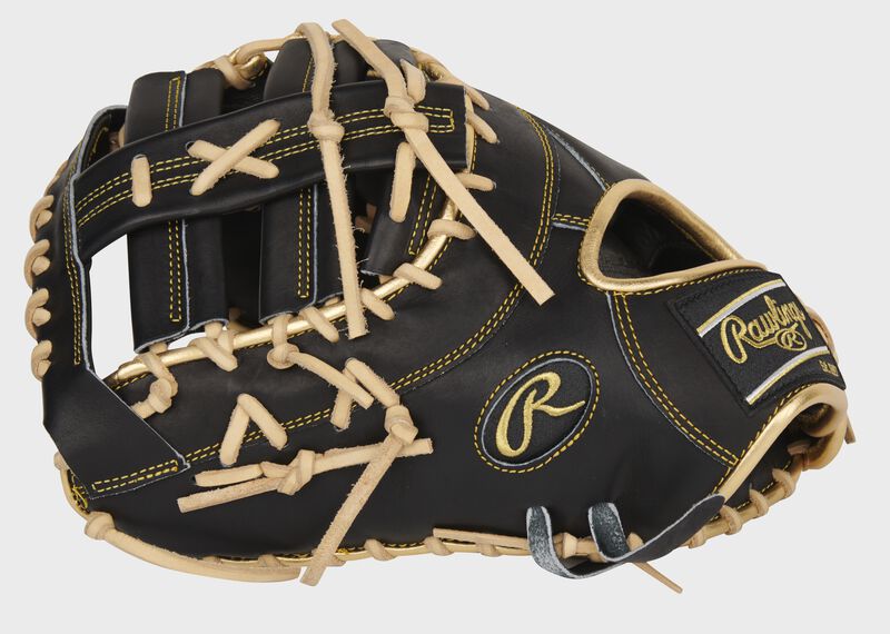 Black thumb of an exclusive Pro Preferred 13-Inch first base mitt with a black single post double bar web - SKU: PROSDCTBC