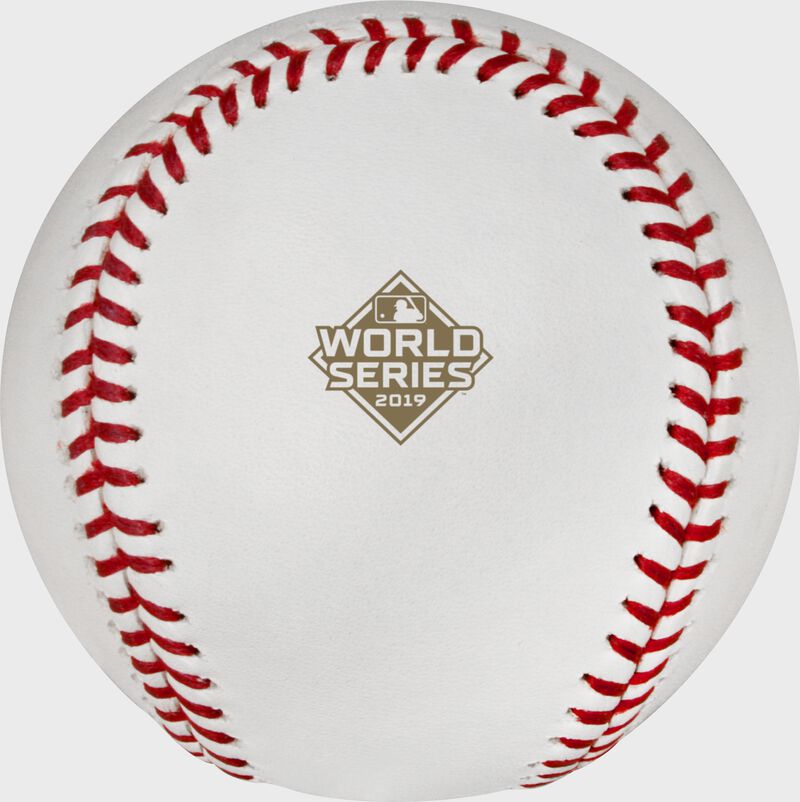 The official Postseason logo stamped on the WSBB19CHMP World Series Champions baseball