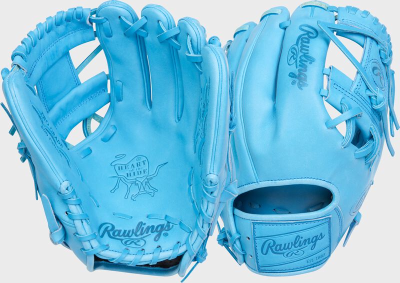 2 views showing the palm & back of a Columbia blue Heart of the Hide elements glove - SKU: PRO204-2CB