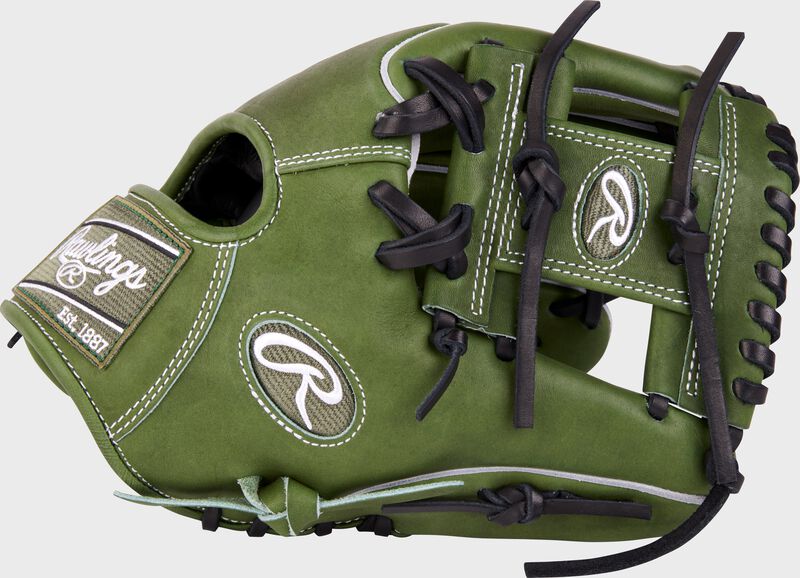 Thumb of a military green Heart of the Hide 11.5" Wing Tip glove with a Pro I web - SKU: PRO204W-2MG