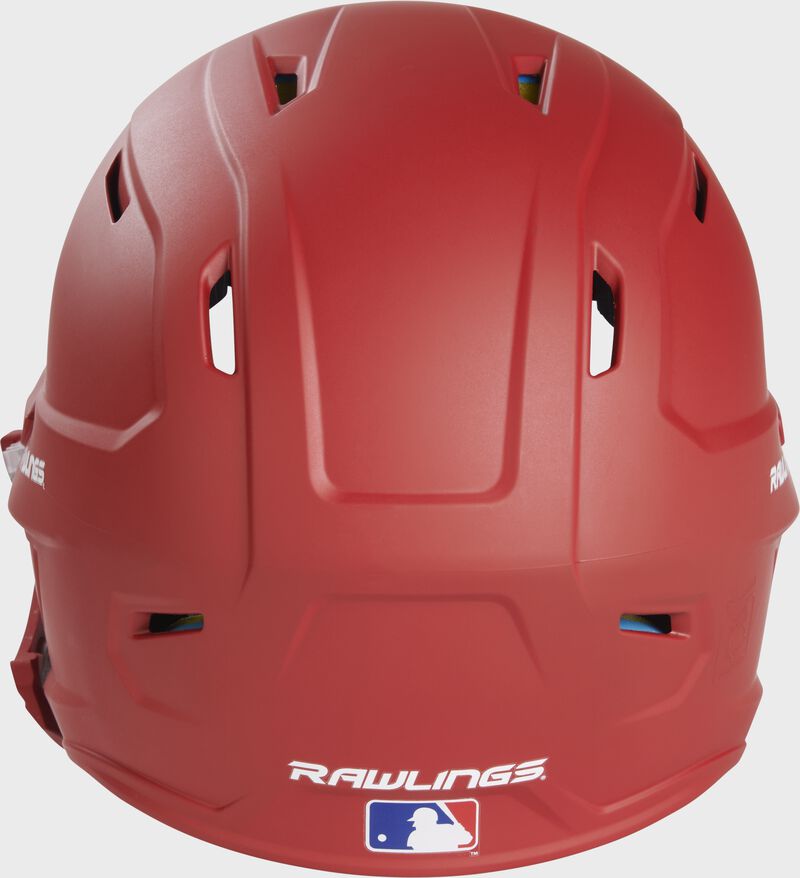 Back-side view of Scarlet Rawlings Mach Carbon Batting Helmet - SKU: MAAR loading=