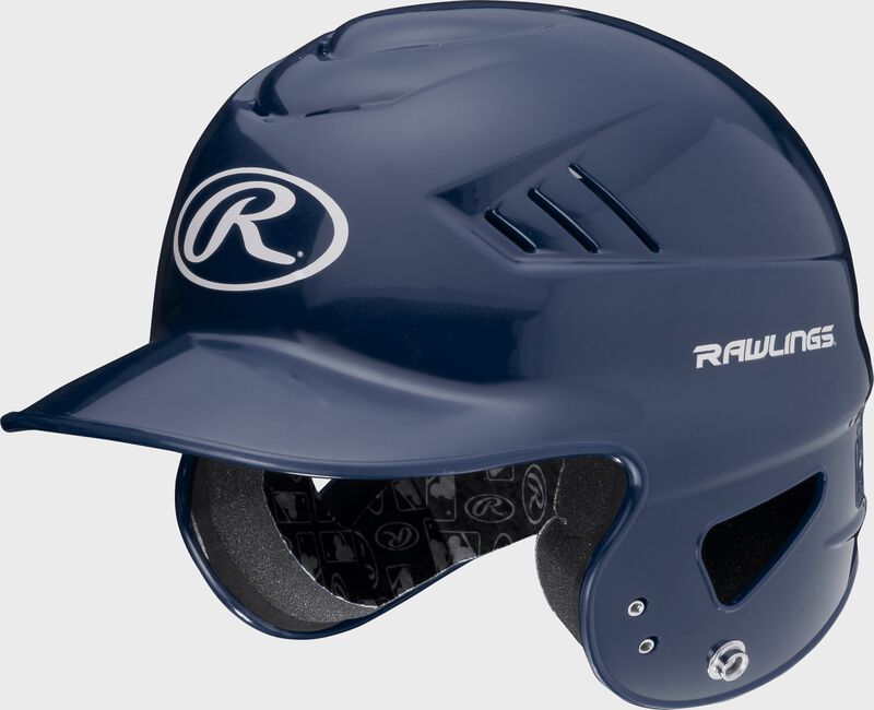 A navy RCFTB Coolflo T-ball batting helmet with a white Oval R logo