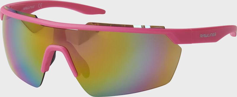 Youth Pink Half-rim Rectangle Shield Sunglasses