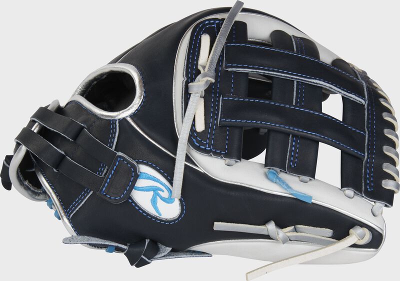 Thumb of a navy/white Heart of the Hide softball 11.75" infield glove with a navy H-web - SKU: PRO715SB-6N