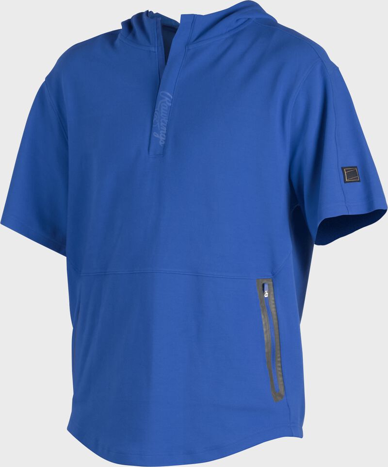 A royal Gold Collection short sleeve hoodie with a 1/4 zip and gray welded zipper pockets - SKU: GCJJ-R