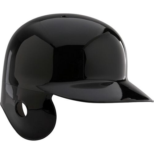 A black MPBHSR Adult single flap batting helmet for left-handed batters