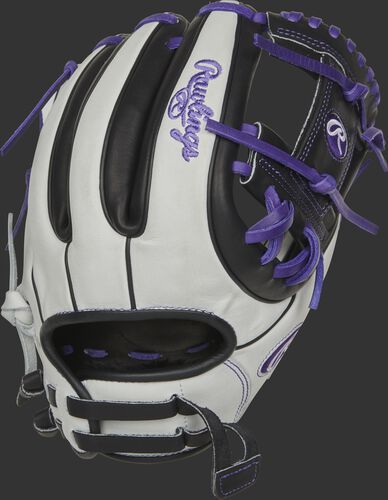 RLA715SB-2PU 11.75-inch Liberty Advanced I-web glove with a white back, purple finger stalls and adjustable pull strap