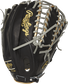 Shell back view of black, gold, and gray 2021 Pro Preferred 12.75-inch outfield glove | Mike Trout Pattern image number null