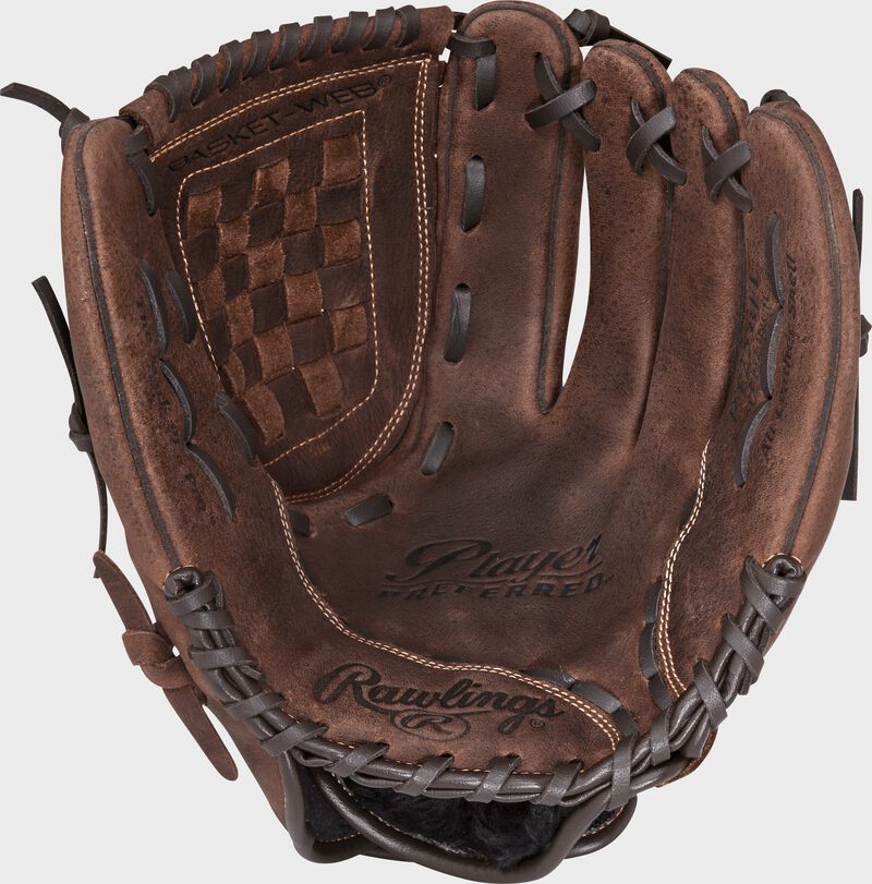 Shell palm view of Player Preferred 12.5-in infield/outfield glove loading=
