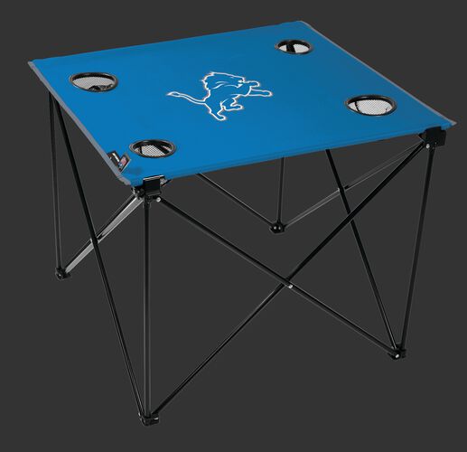 Rawlings Blue NFL Detroit Lions Deluxe Tailgate Table With Four Cup Holders and Team Logo Printed In The Middle SKU #00701067111