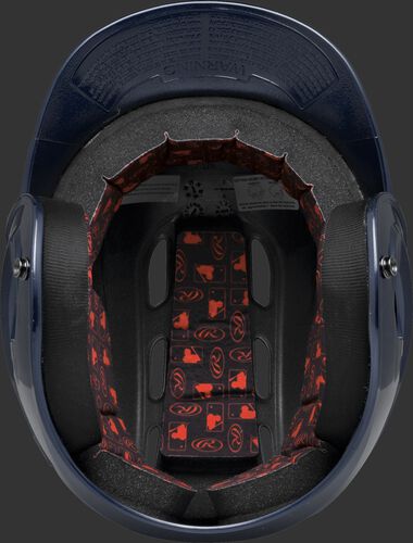 Inside padding of a navy R16S senior size Velo batting helmet