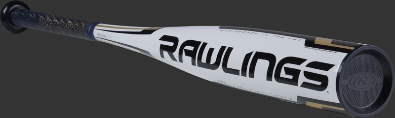 UTZT12 Rawlings USSSA one-piece bat with a navy logo on the white barrel
