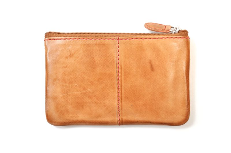 Back of a tan Rawlings baseball stitch coin purse - SKU: MW415-204