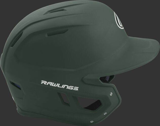 Right side of a matte dark green MACH helmet