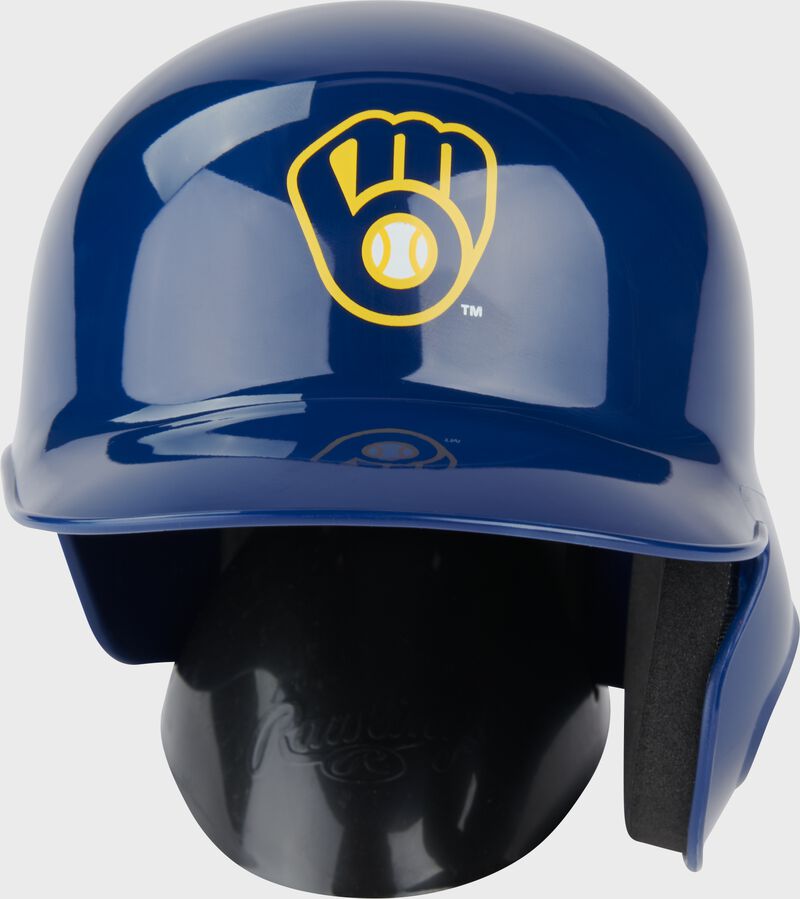A blue Milwaukee Brewers mini replica helmet loading=