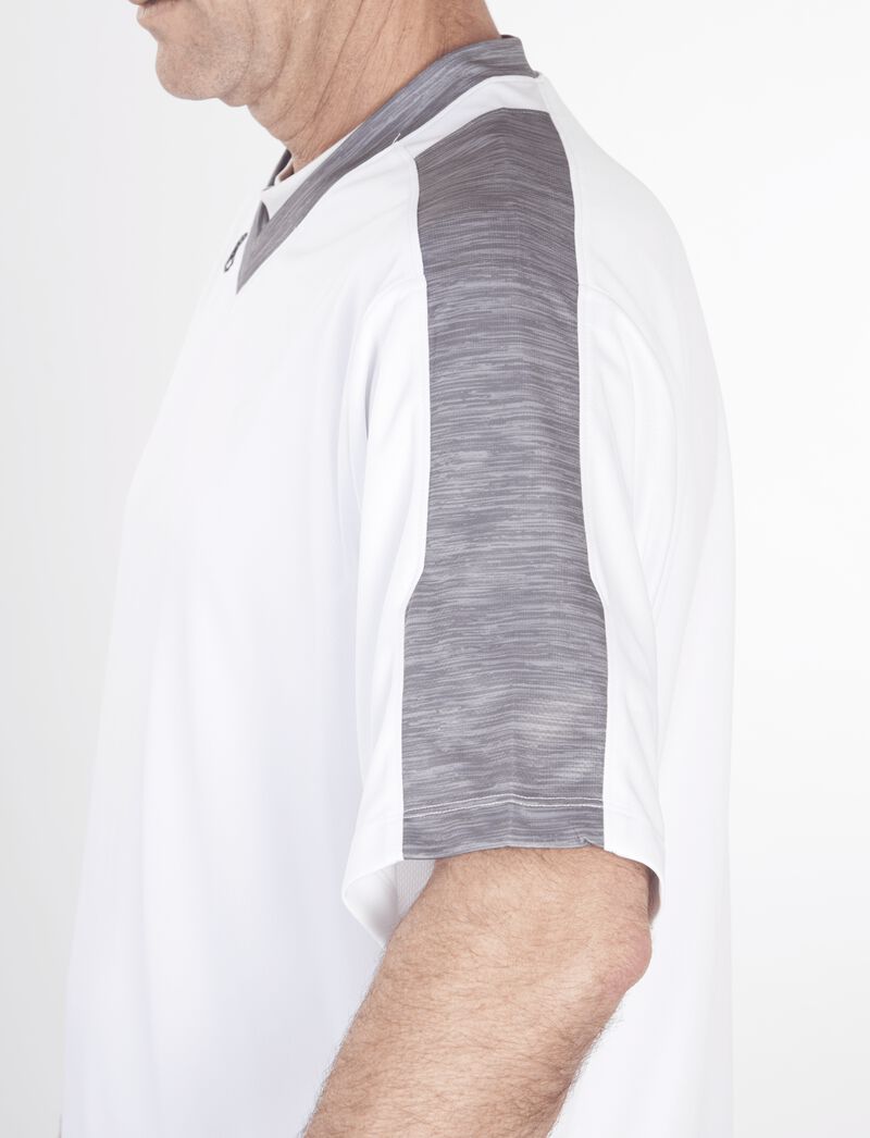 Left Sleeve of a white/gray Launch jersey - SKU: LNCHJ-W/GR