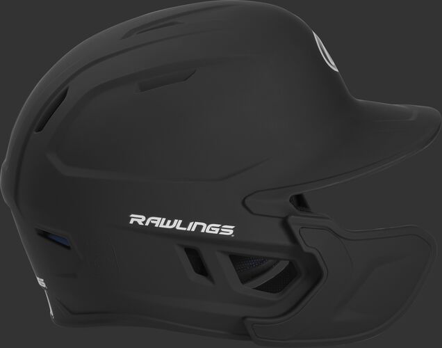 Right side of a MACHEXTL Rawlings MACH helmet with EXT extension piece for left hand batters