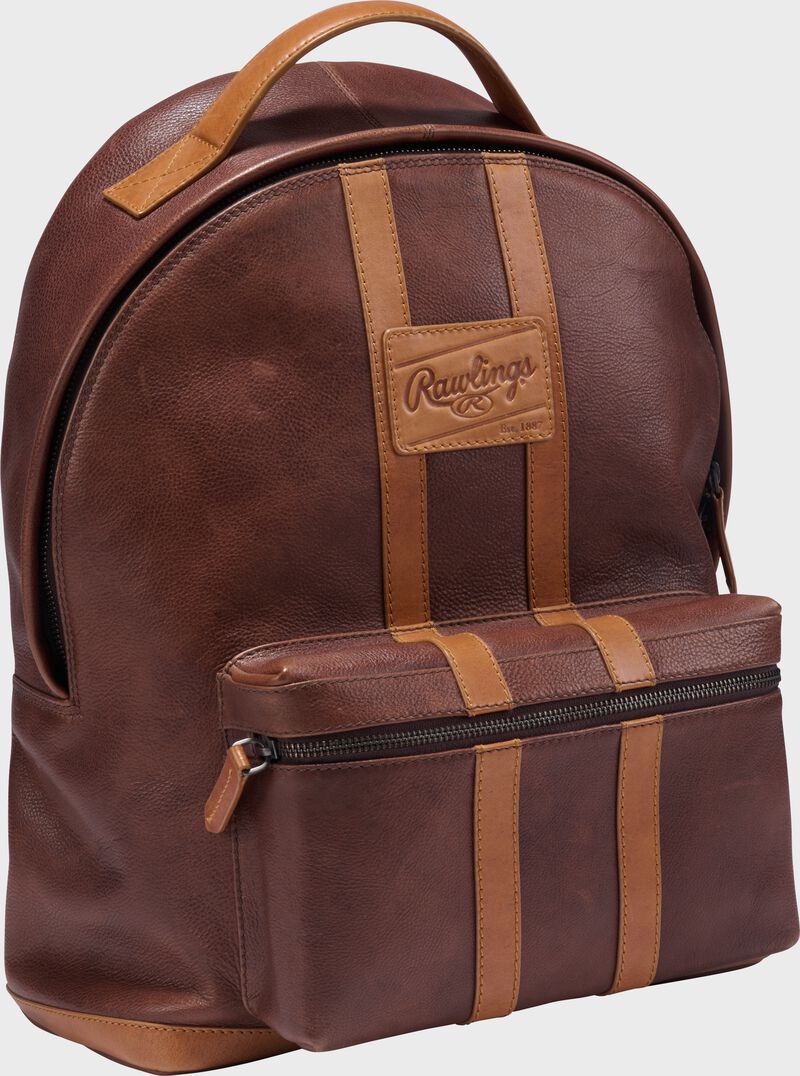 Front angle view of a brown Rawlings Heritage Backpack