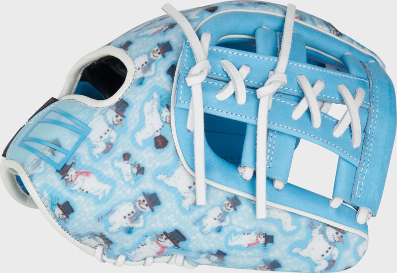 Thumb of a light blue Rawlings exclusive snowman REV1X infield glove with a split laced single post web - SKU: REV205-32CBW