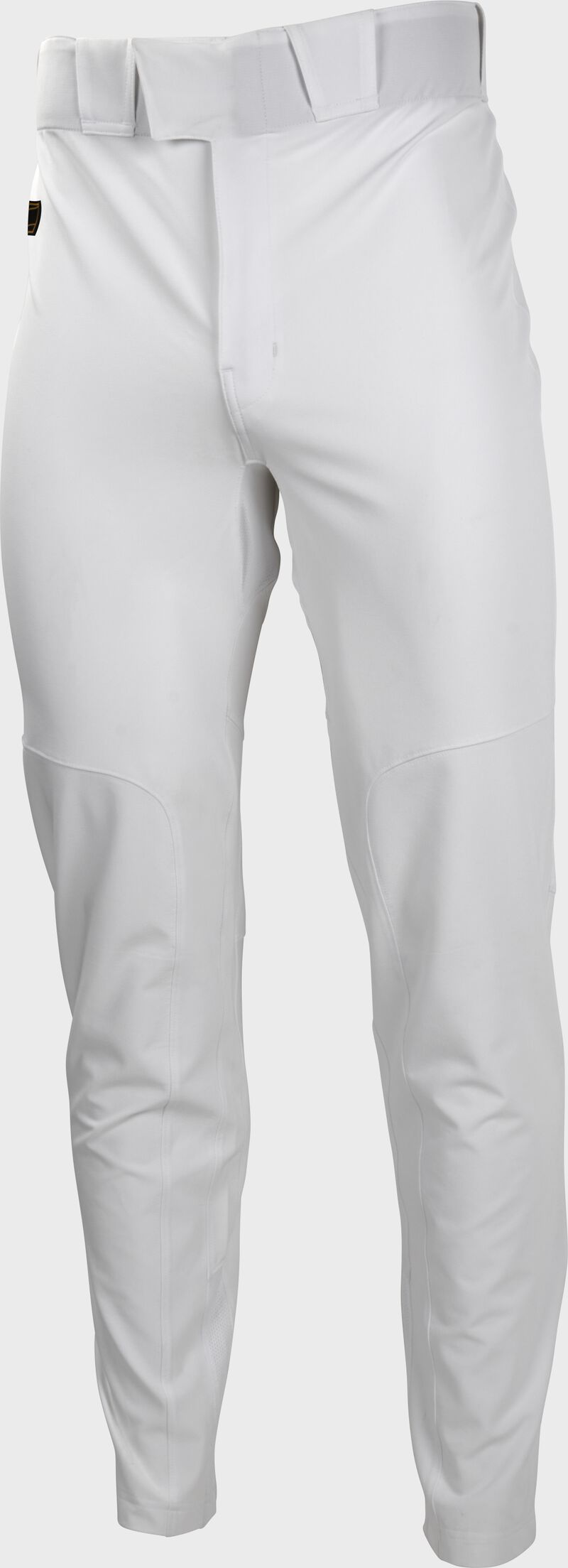 Front of white Rawlings Gold Collection baseball pants - SKU: GCTBP-W