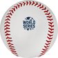 World Series logo on a white MLB baseball with red stitches - SKU: WSBB image number null