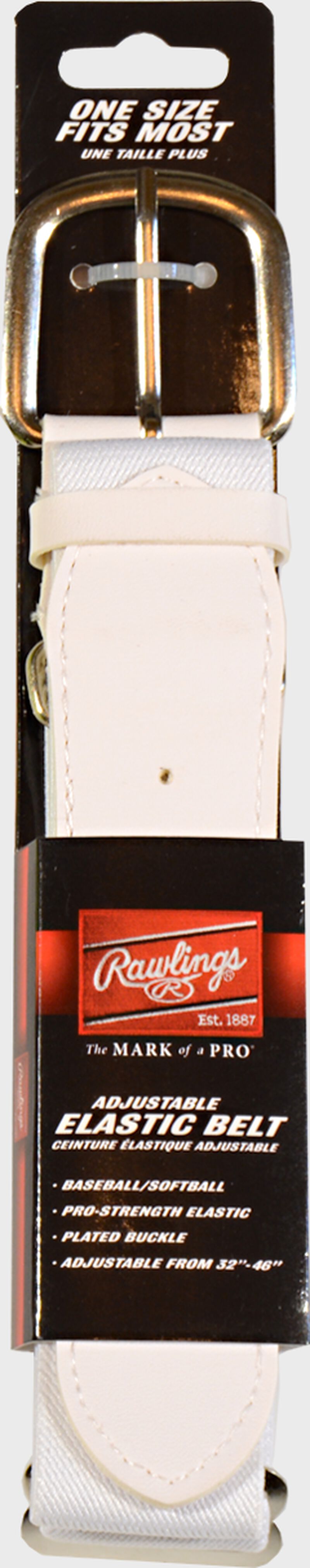 A white adjustable elastic baseball belt - SKU: BLT