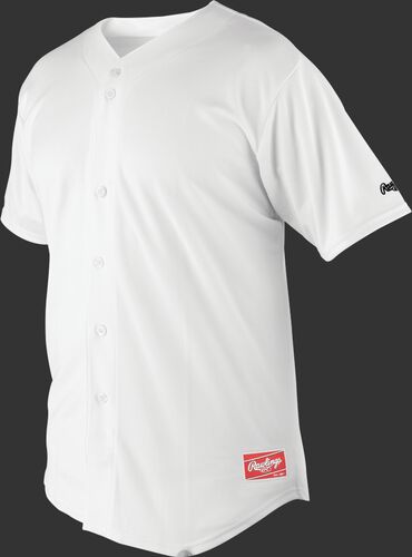Front of Rawlings White Adult Short Sleeve Jersey - SKU #RBJ150