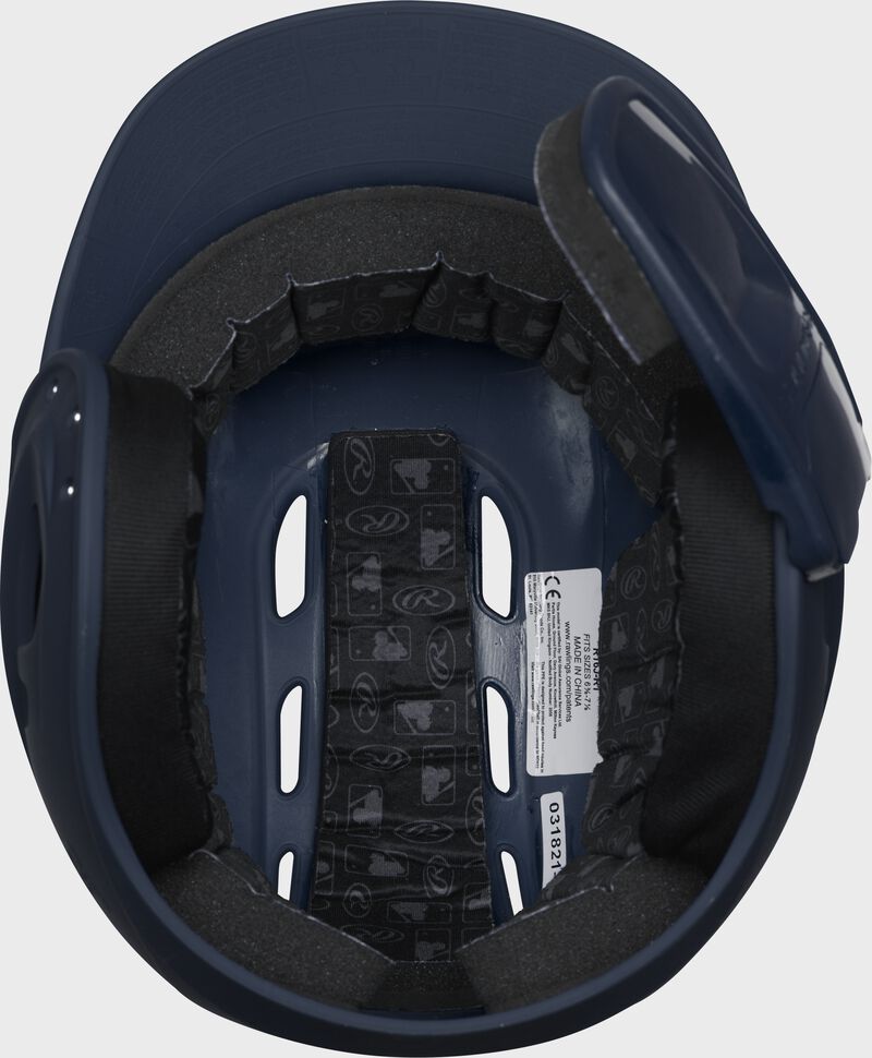 Inside view of Navy R16 Reverse Matte Batting Helmet | Junior & Senior - SKU: R6R07
