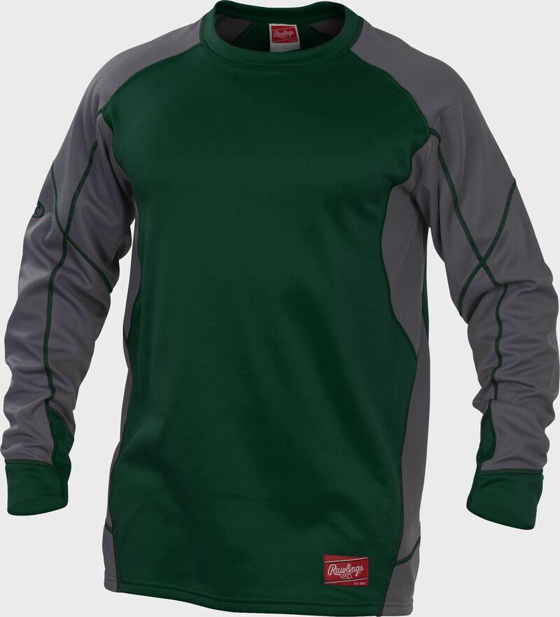 UDFP4 Dugout fleece pullover jacket with a dark green body, grey sleeves and dark green stitching loading=