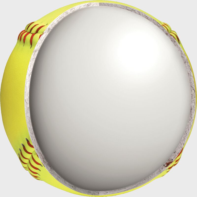 Center cork view of a Rawlings USA RIF 10 softball - SKU: R11RYSA