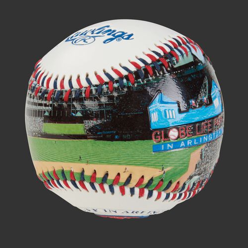 Stadium picture of a Texas Rangers stadium baseball