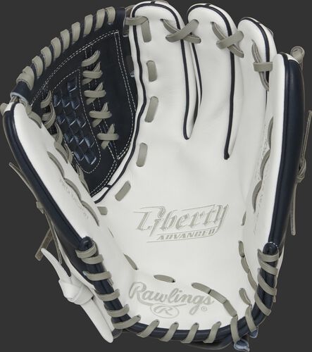 RLA125-18N Rawlings Liberty Advanced Color Series glove with a white palm and gray laces