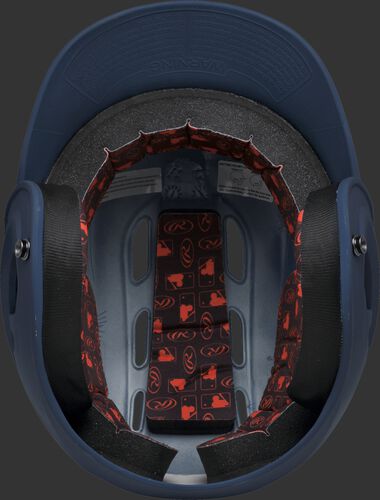 Inside padding of a navy R16MS senior size Velo batting helmet
