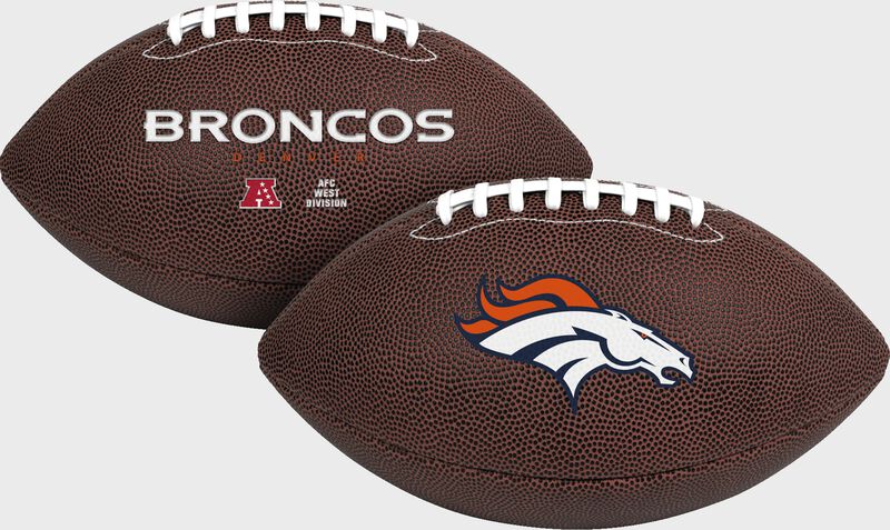 A Denver Broncos NFL Air-It-Out youth size football with embossed team logos - SKU: 08041066121