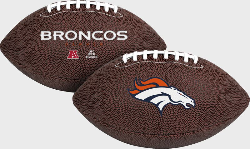 A Denver Broncos NFL Air-It-Out youth size football with embossed team logos - SKU: 08041066121 loading=