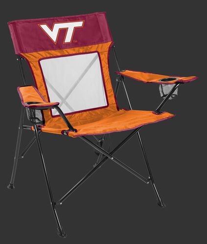 Front of Rawlings Crimson and Orange NCAA Virginia Tech Hokies Game Changer Chair With Team Logo SKU #00643111111
