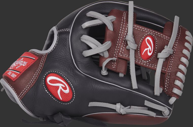 R9314-2BSG 11.5-inch R9 Series glove with a black/dark sherry thumb and dark sherry I web