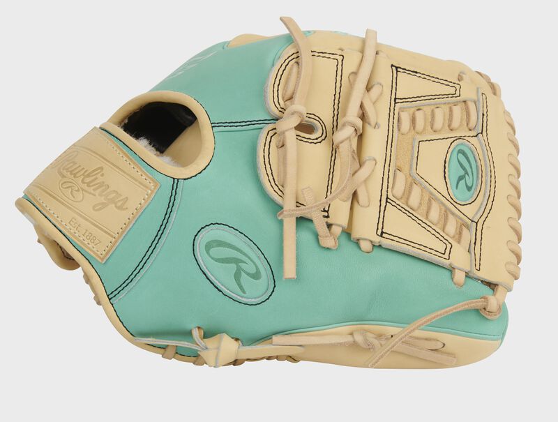 Thumb of an exclusive Pro Preferred Wing Tip infield/pitcher's glove with a camel laced 2-piece solid web - PROS205W-30CM