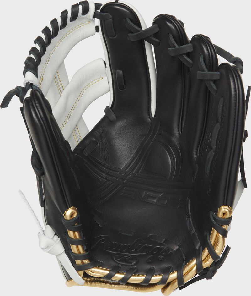 Shell palm view of white and black Rawlings Encore 11.25-Inch Infield Glove