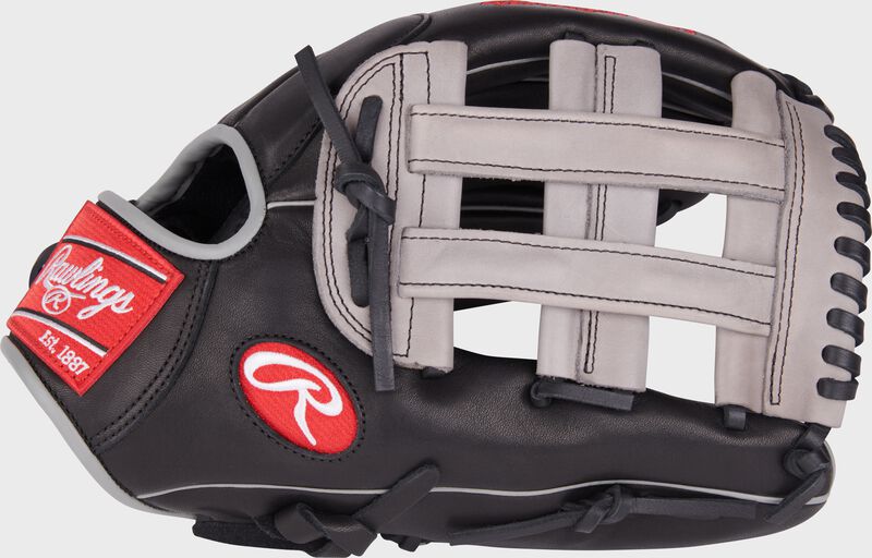 Thumb of a black Foundation Series Aaron Judge youth IF/OF glove with a gray H-web - SKU: RSGRF3028-6B