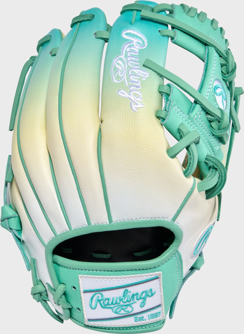 Exclusive Heart of the Hide 11.25-Inch Pink/Columiba Blue infield Glove, Right Hand Throw