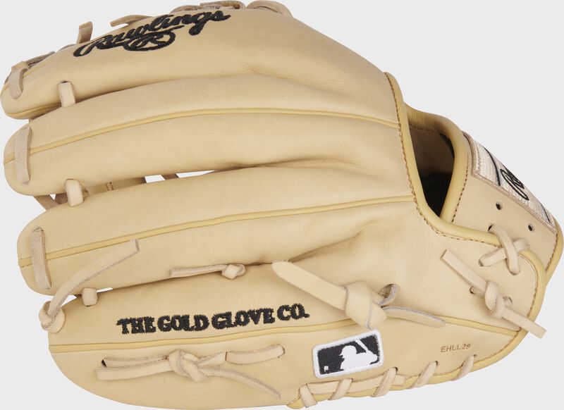 Camel back of a HOH R2G 11.5" infield glove with the MLB logo on the pinky - SKU: RSGPROR204-2C loading=