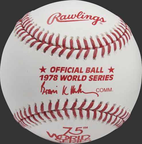 A 1978 Rawlings MLB commemorative World Series baseball with the 1978 World Series logo and red stitching - SKU: RSGEA-WSBB78-R